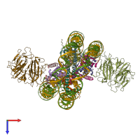 PDB entry 3mvd coloured by chain, top view.