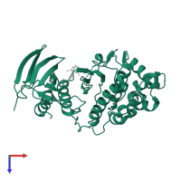 Mitogen-activated protein kinase 14 in PDB entry 3mw1, assembly 1, top view.