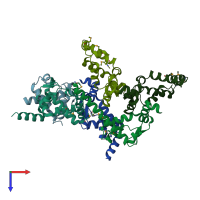 PDB entry 3mw6 coloured by chain, top view.