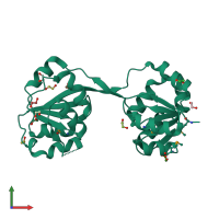 PDB entry 3mw8 coloured by chain, front view.