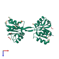 PDB entry 3mw8 coloured by chain, top view.