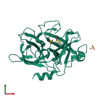 PDB entry 3mwi coloured by chain, front view.