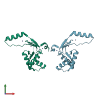 PDB entry 3mwm coloured by chain, front view.