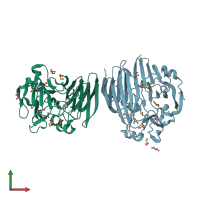 PDB entry 3mwx coloured by chain, front view.