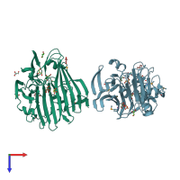 PDB entry 3mwx coloured by chain, top view.
