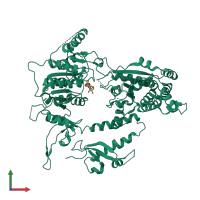 PDB entry 3mwy coloured by chain, front view.
