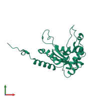 PDB entry 3mx1 coloured by chain, front view.