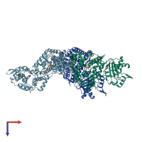 PDB entry 3mx2 coloured by chain, top view.