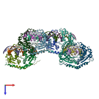 PDB entry 3mx4 coloured by chain, top view.