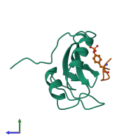 PDB entry 3mxc coloured by chain, side view.