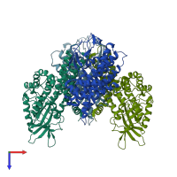 PDB entry 3mxl coloured by chain, top view.