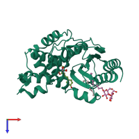 PDB entry 3mxr coloured by chain, top view.