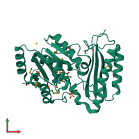 PDB entry 3mxt coloured by chain, front view.