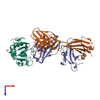 PDB entry 3mxw coloured by chain, top view.