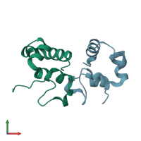 PDB entry 3mya coloured by chain, front view.