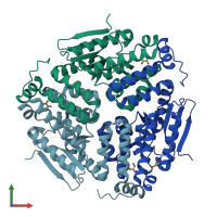 PDB entry 3myb coloured by chain, front view.
