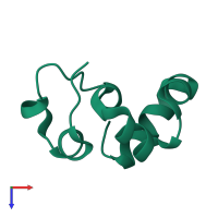 PDB entry 3myc coloured by chain, top view.