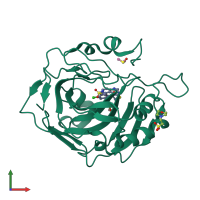 PDB entry 3myq coloured by chain, front view.