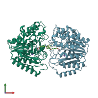 PDB entry 3mz3 coloured by chain, front view.