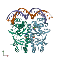 PDB entry 3mzh coloured by chain, front view.