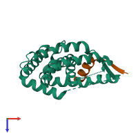 PDB entry 3n00 coloured by chain, top view.