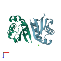 PDB entry 3n01 coloured by chain, top view.