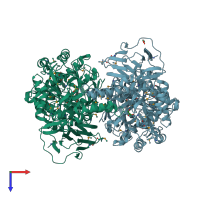 PDB entry 3n04 coloured by chain, top view.