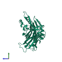 PDB entry 3n0a coloured by chain, side view.