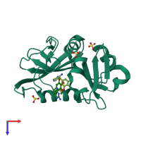 PDB entry 3n0h coloured by chain, top view.