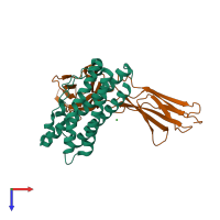 PDB entry 3n0p coloured by chain, top view.