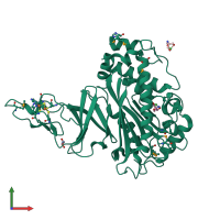 PDB entry 3n0q coloured by chain, front view.