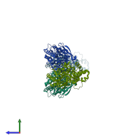 PDB entry 3n0t coloured by chain, side view.