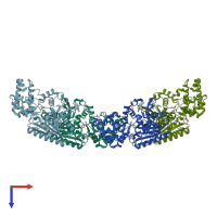 PDB entry 3n0t coloured by chain, top view.