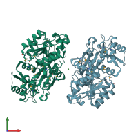 PDB entry 3n0w coloured by chain, front view.