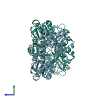 PDB entry 3n0w coloured by chain, side view.