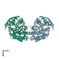 PDB entry 3n0w coloured by chain, top view.