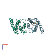 PDB entry 3n1b coloured by chain, top view.