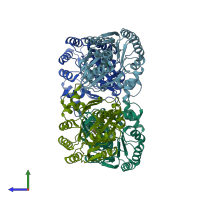 PDB entry 3n1c coloured by chain, side view.