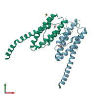 PDB entry 3n1e coloured by chain, front view.