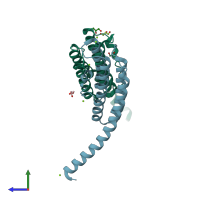 PDB entry 3n1e coloured by chain, side view.