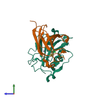PDB entry 3n1m coloured by chain, side view.