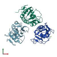 PDB entry 3n1o coloured by chain, front view.