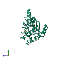 PDB entry 3n1u coloured by chain, side view.
