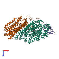 PDB entry 3n1z coloured by chain, top view.