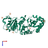 PDB entry 3n28 coloured by chain, top view.