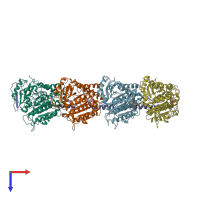 PDB entry 3n2k coloured by chain, top view.
