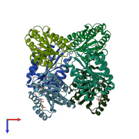 PDB entry 3n2n coloured by chain, top view.