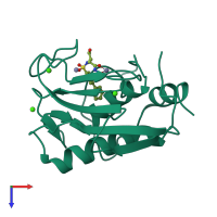 PDB entry 3n2v coloured by chain, top view.