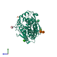 PDB entry 3n2z coloured by chain, side view.