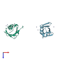 PDB entry 3n30 coloured by chain, top view.